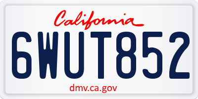 CA license plate 6WUT852
