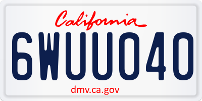 CA license plate 6WUU040