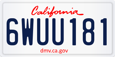 CA license plate 6WUU181