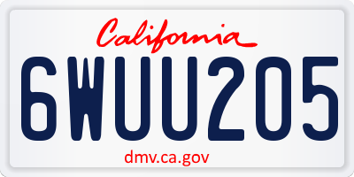 CA license plate 6WUU205