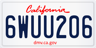 CA license plate 6WUU206