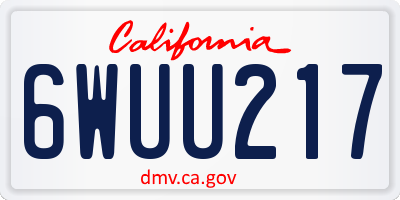 CA license plate 6WUU217