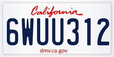 CA license plate 6WUU312