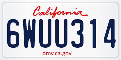 CA license plate 6WUU314
