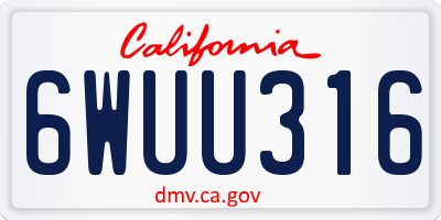 CA license plate 6WUU316