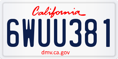 CA license plate 6WUU381