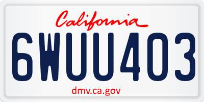 CA license plate 6WUU403
