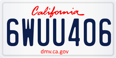 CA license plate 6WUU406