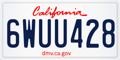 CA license plate 6WUU428