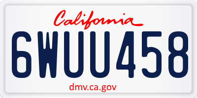 CA license plate 6WUU458