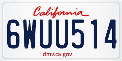 CA license plate 6WUU514