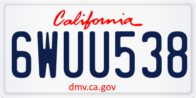 CA license plate 6WUU538