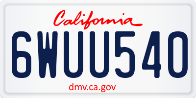 CA license plate 6WUU540