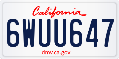 CA license plate 6WUU647