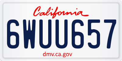 CA license plate 6WUU657