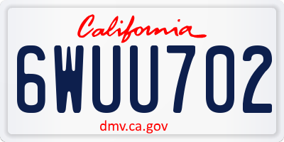 CA license plate 6WUU702