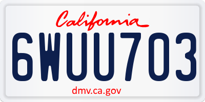 CA license plate 6WUU703