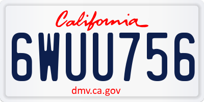 CA license plate 6WUU756