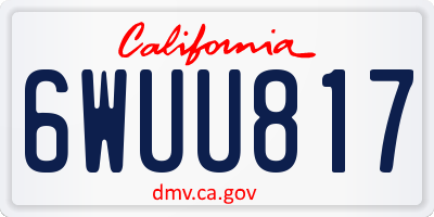 CA license plate 6WUU817