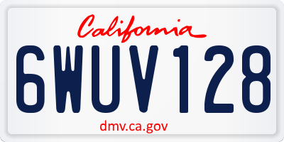 CA license plate 6WUV128