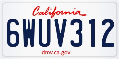 CA license plate 6WUV312