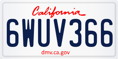 CA license plate 6WUV366