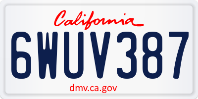 CA license plate 6WUV387