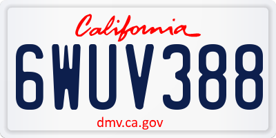 CA license plate 6WUV388