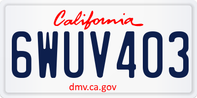 CA license plate 6WUV403