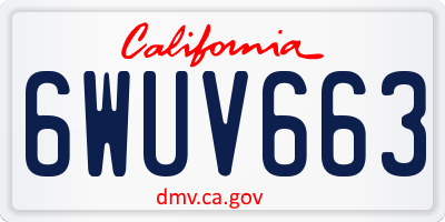 CA license plate 6WUV663