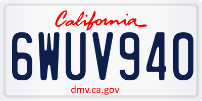 CA license plate 6WUV940