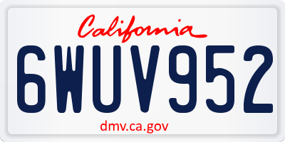 CA license plate 6WUV952