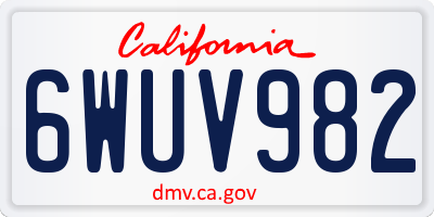 CA license plate 6WUV982