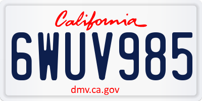 CA license plate 6WUV985