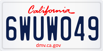 CA license plate 6WUW049