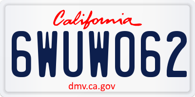 CA license plate 6WUW062