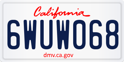 CA license plate 6WUW068