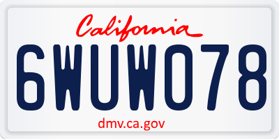 CA license plate 6WUW078