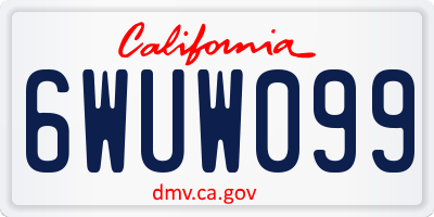 CA license plate 6WUW099