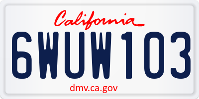 CA license plate 6WUW103