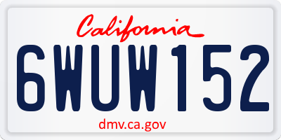 CA license plate 6WUW152