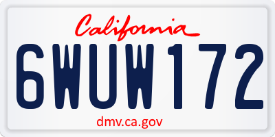 CA license plate 6WUW172