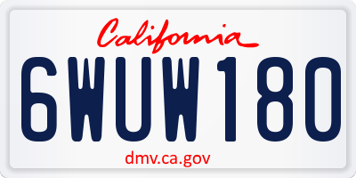 CA license plate 6WUW180