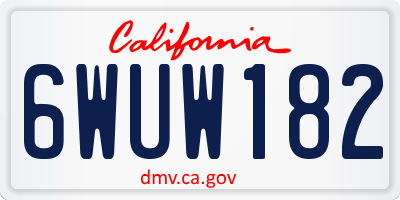 CA license plate 6WUW182