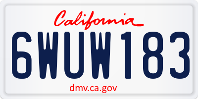 CA license plate 6WUW183