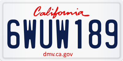CA license plate 6WUW189