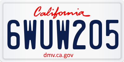 CA license plate 6WUW205