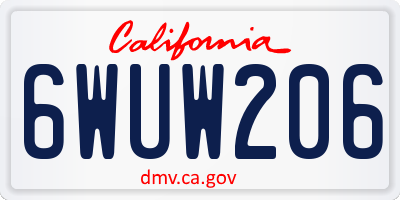CA license plate 6WUW206