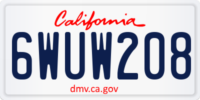 CA license plate 6WUW208