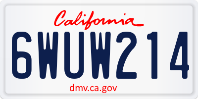 CA license plate 6WUW214